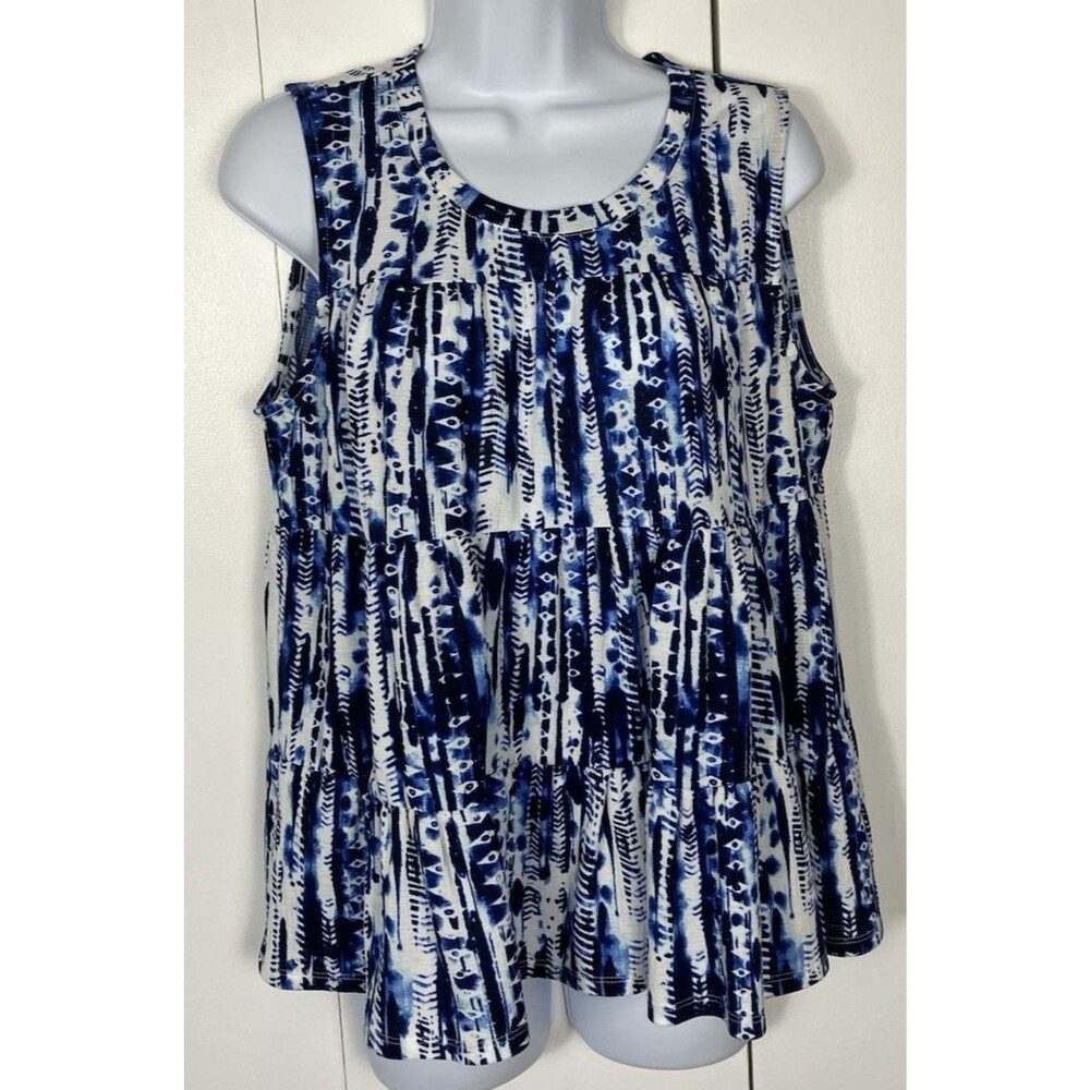 Studio JPR Sleeveless Peplum Tank  Blue & White Size small